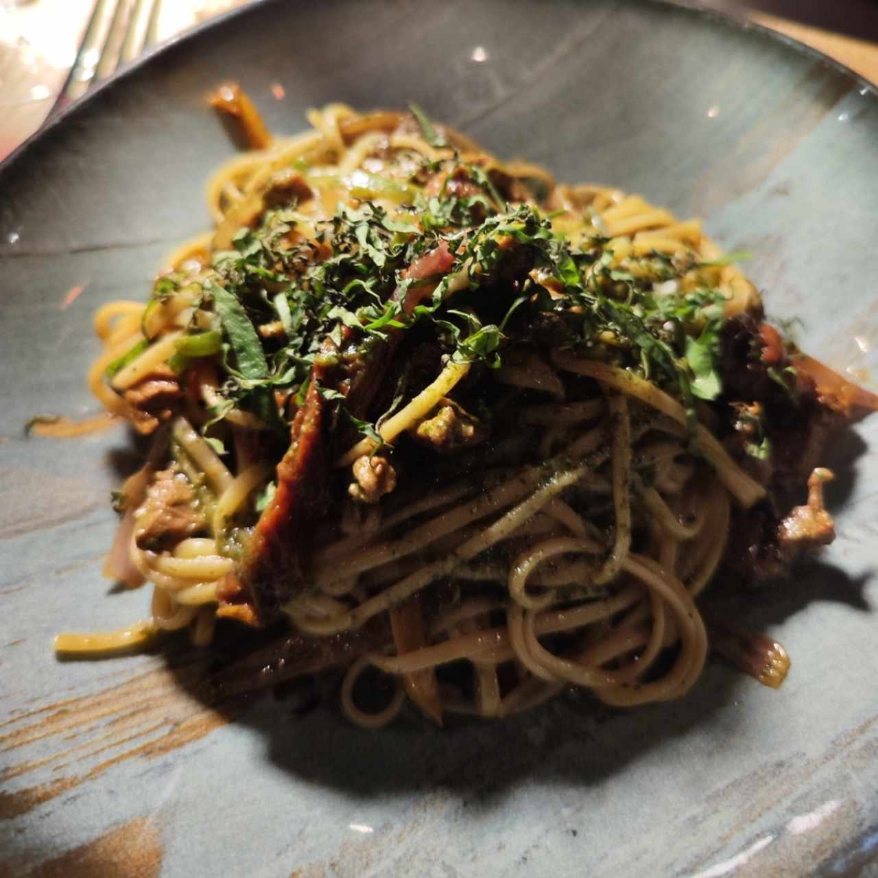 Pasta con Trozos de Filete