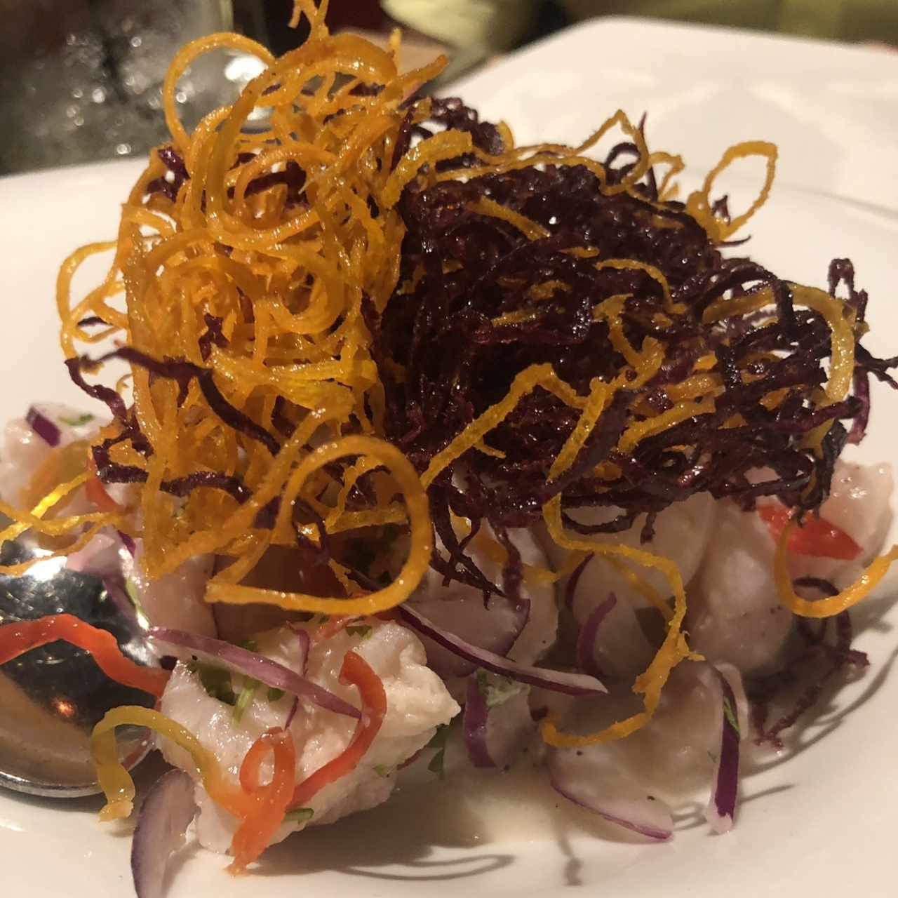 Ceviche de pescado blanco y camaron 