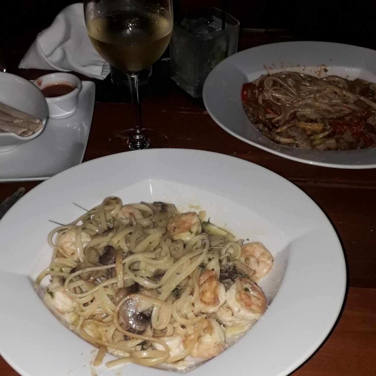 pasta con camarores al oleo