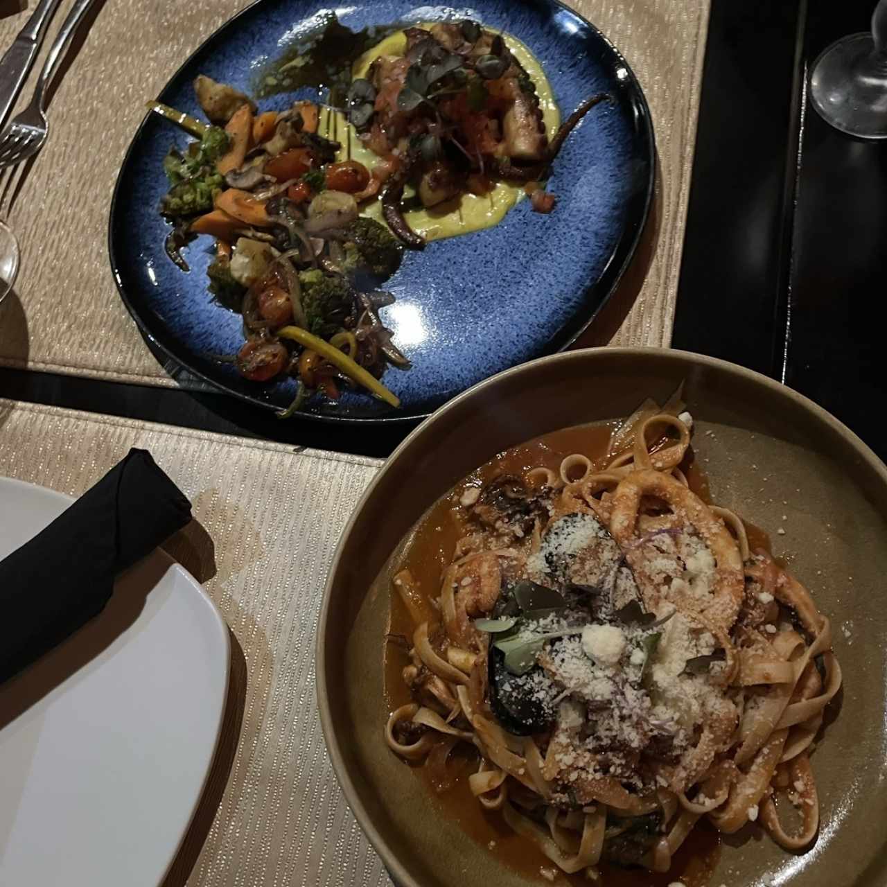 Pasta y pulpo