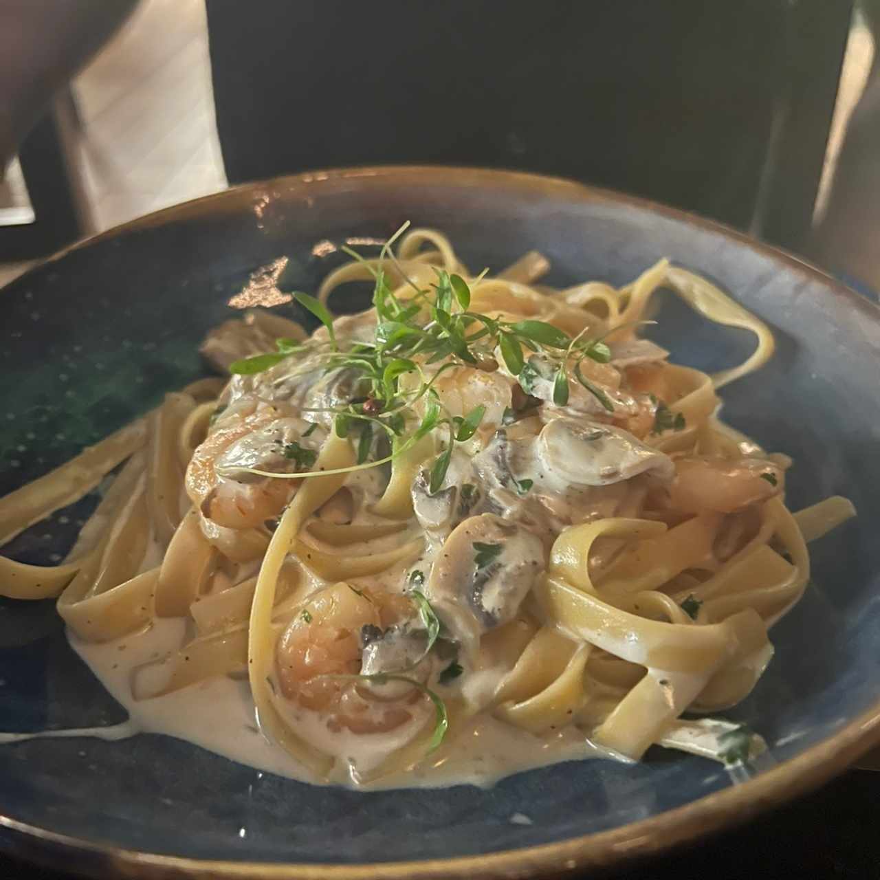 Fetuccini con camarones 