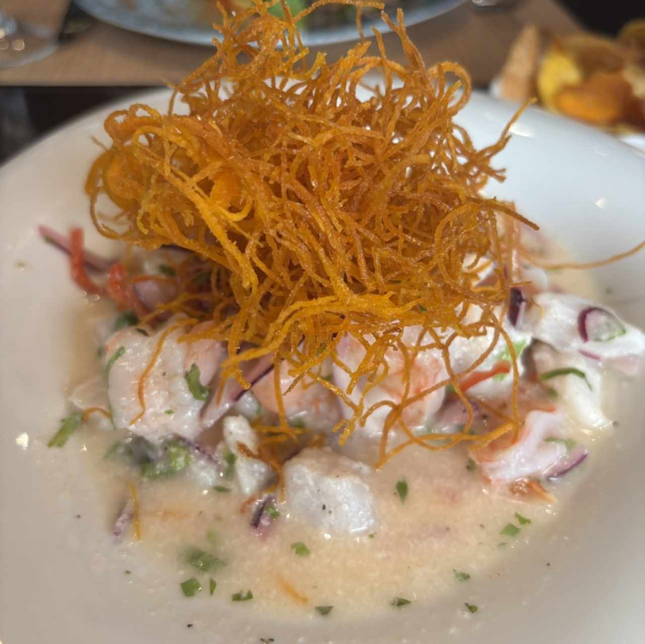 Ceviche de Pez Blanco y Camarones