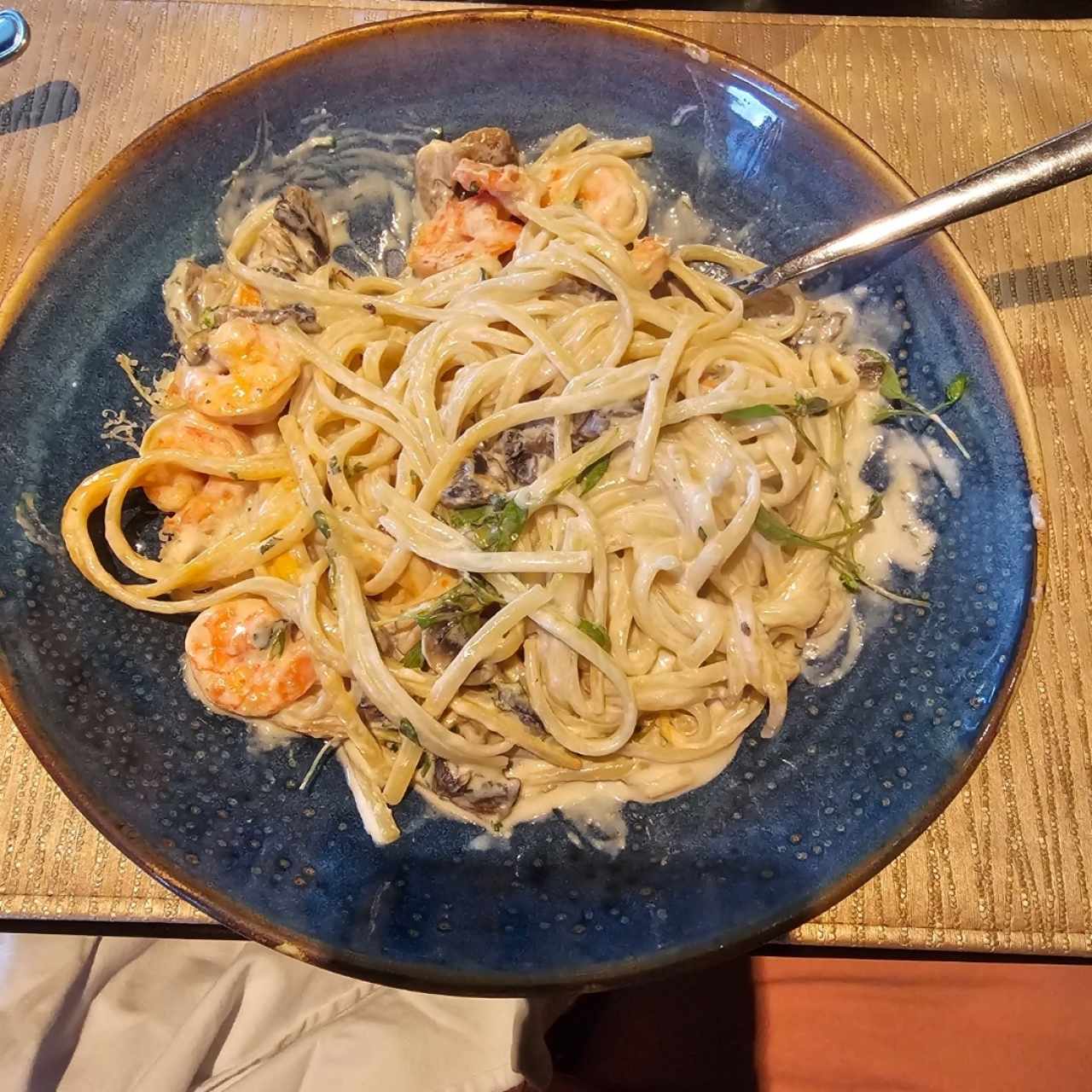 pasta con camarones