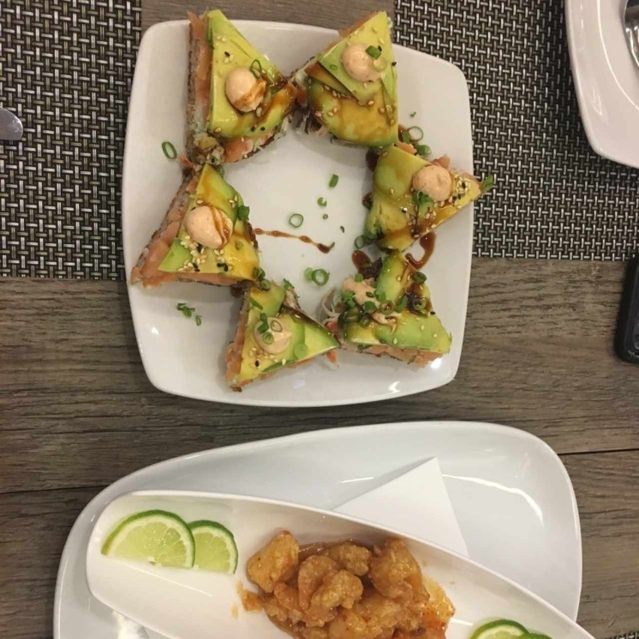 ebi shrimp and salmon pizza