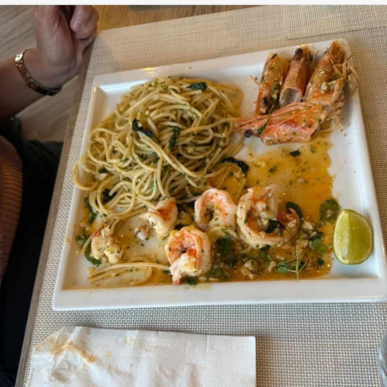 pasta con langostinos