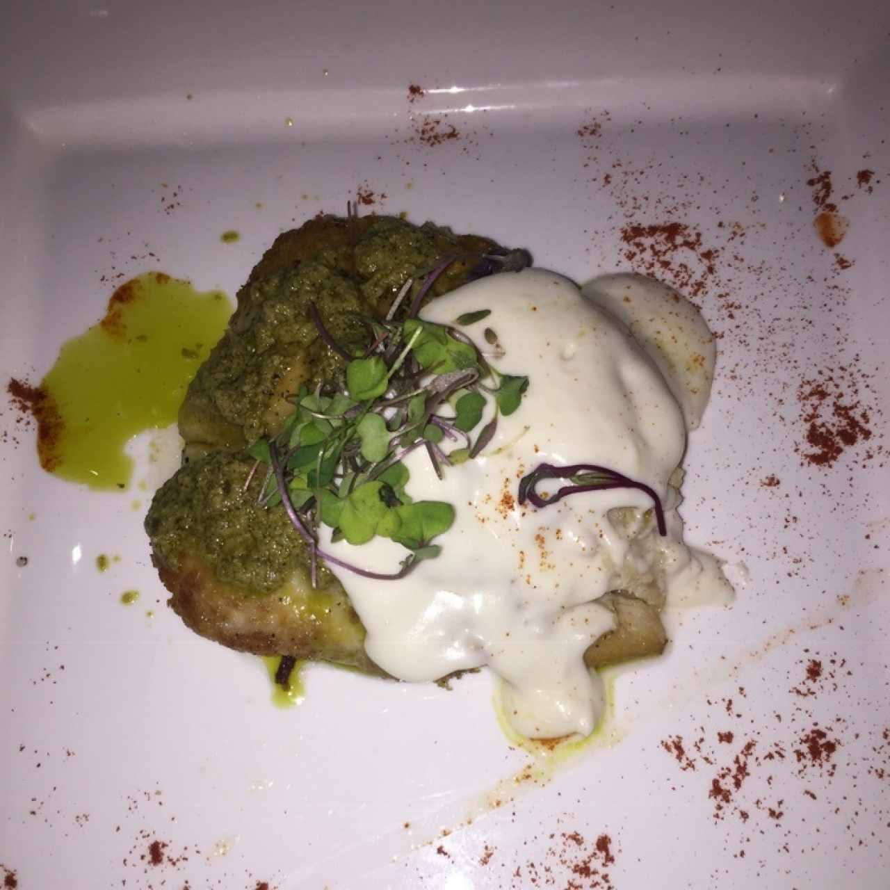 Filete de Pescado al Pesto y Queso Cabra