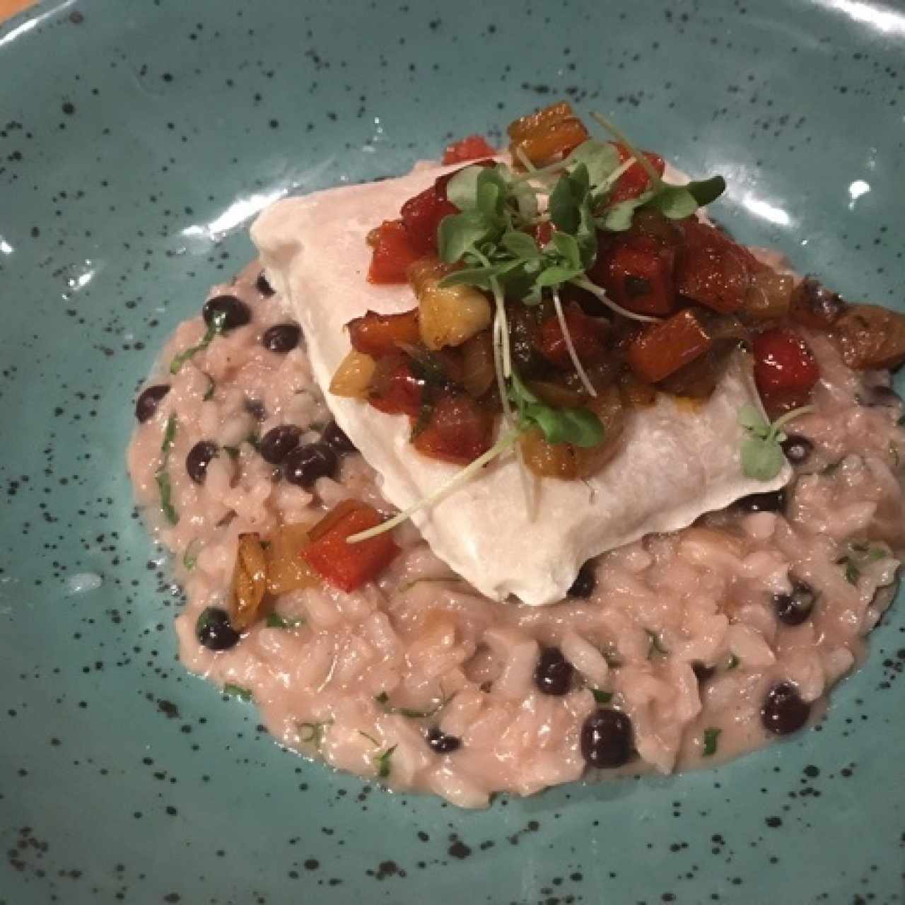 robalo con risoto de guandul 
