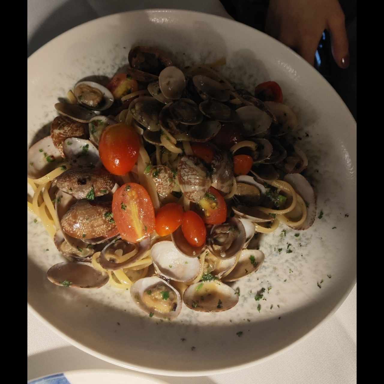 Pasta al óleo con mariscos