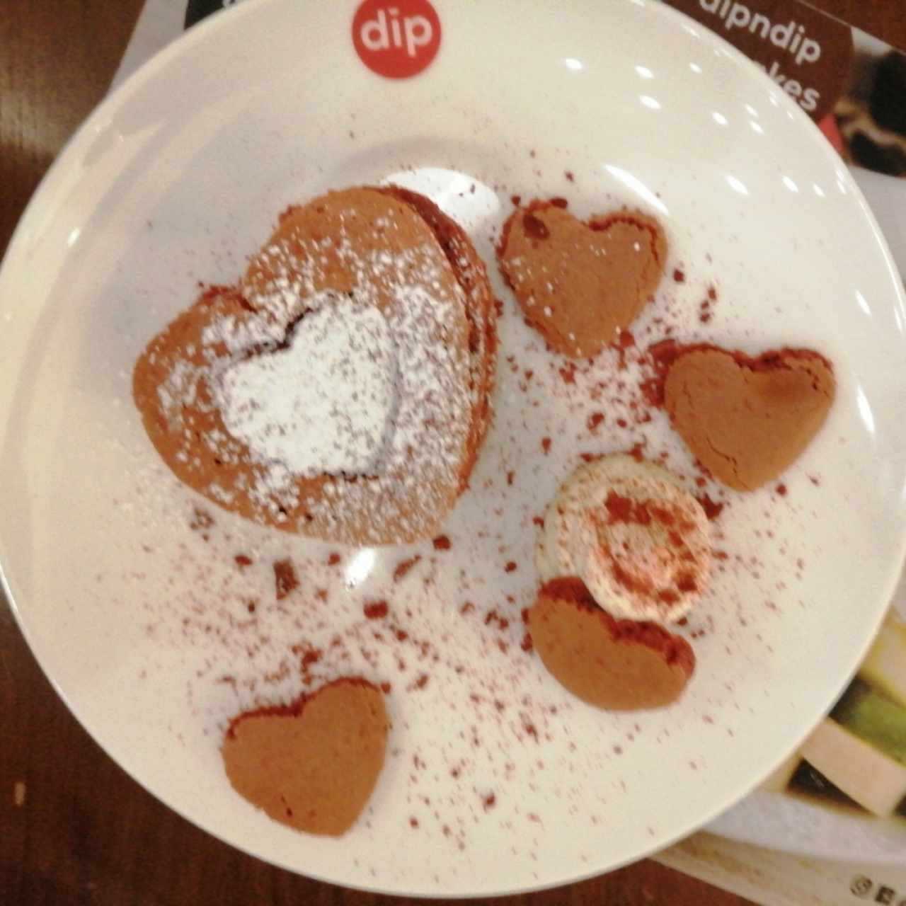 panckes de corazón con relleno de chocolate
