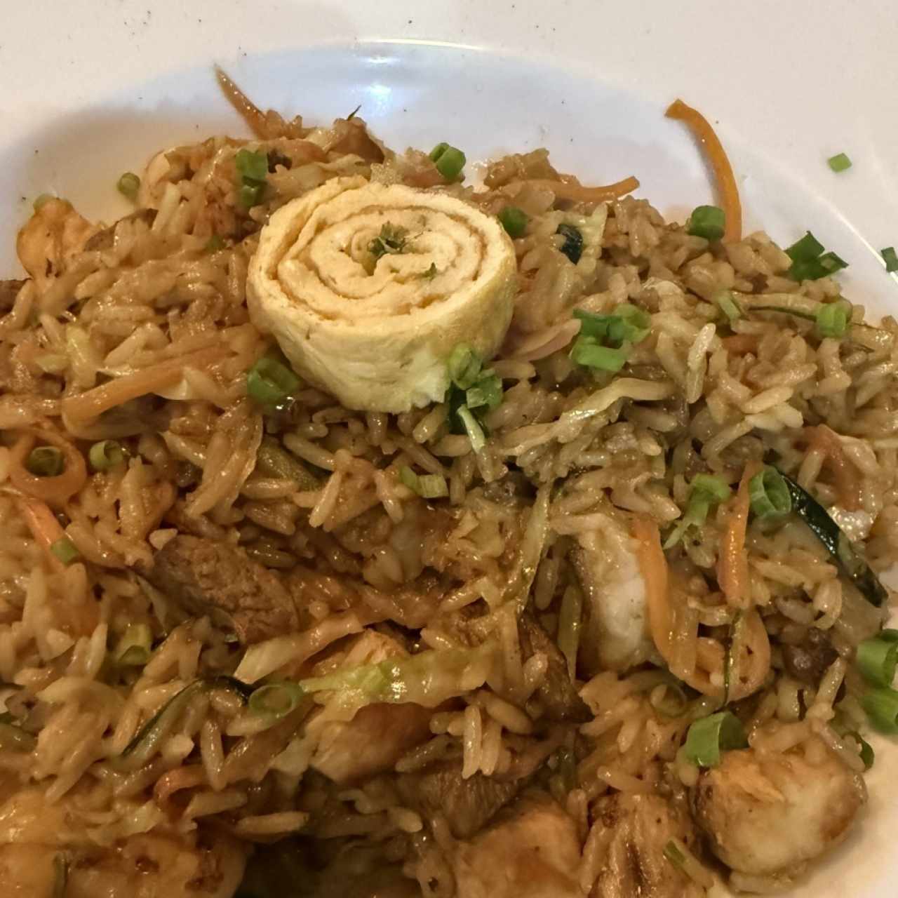Nasi Goreng Mixto (Res, pollo y camarón)