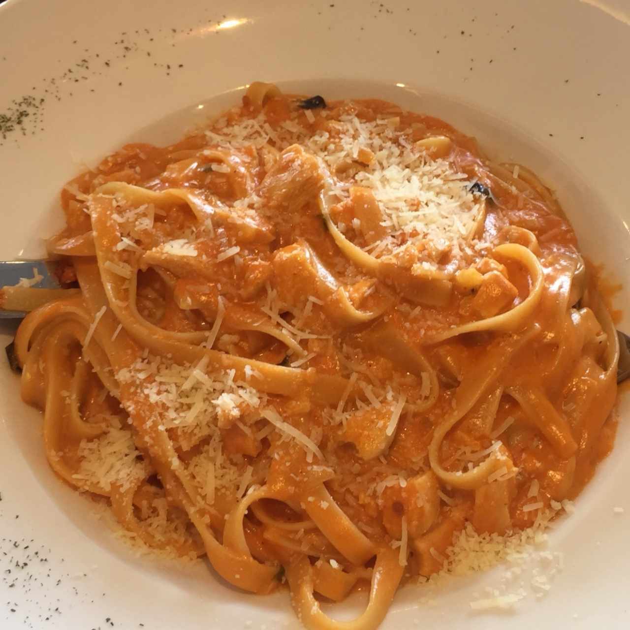fetuccini Aurora con pollo 