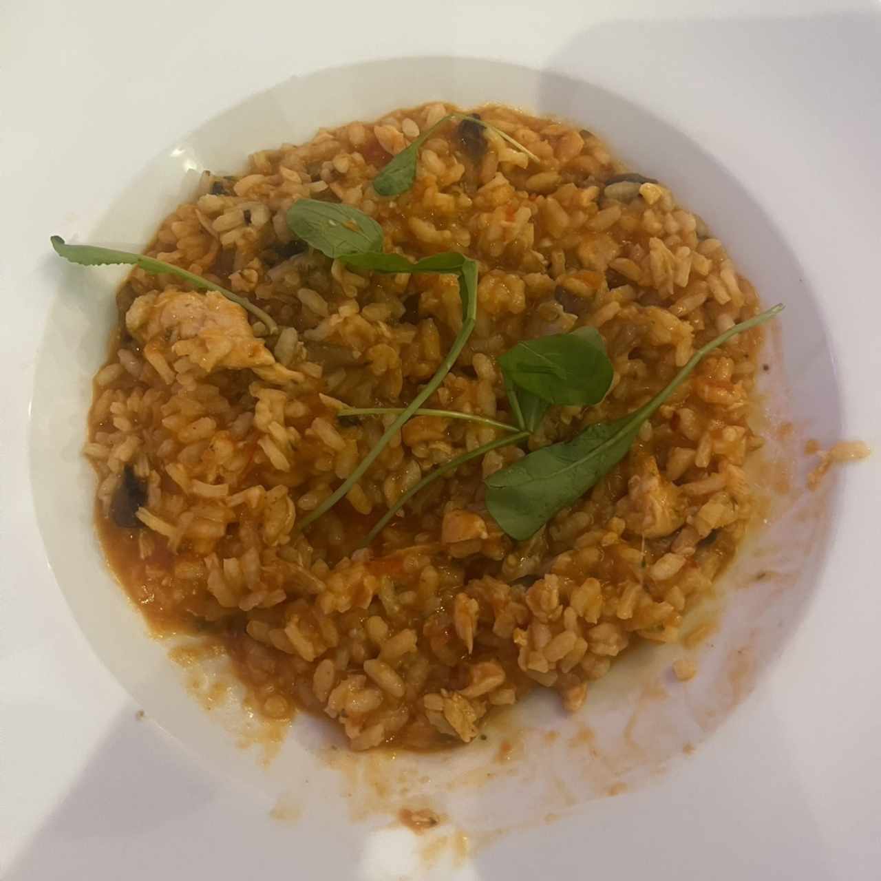 Risotto Funghi y Salmon Ahumado