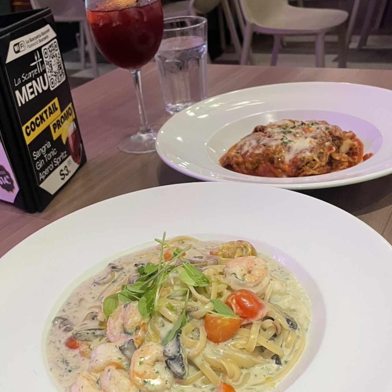 Fettucine ghamberi e tartufo & lasagna
