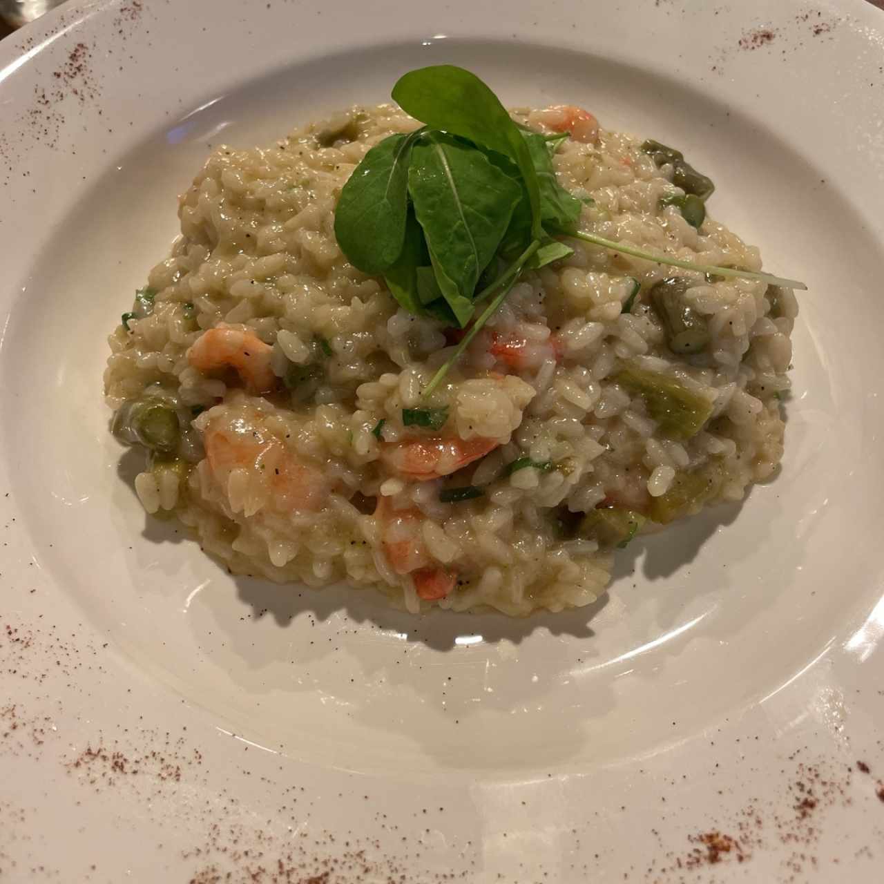 risotto de esparragos y camarones