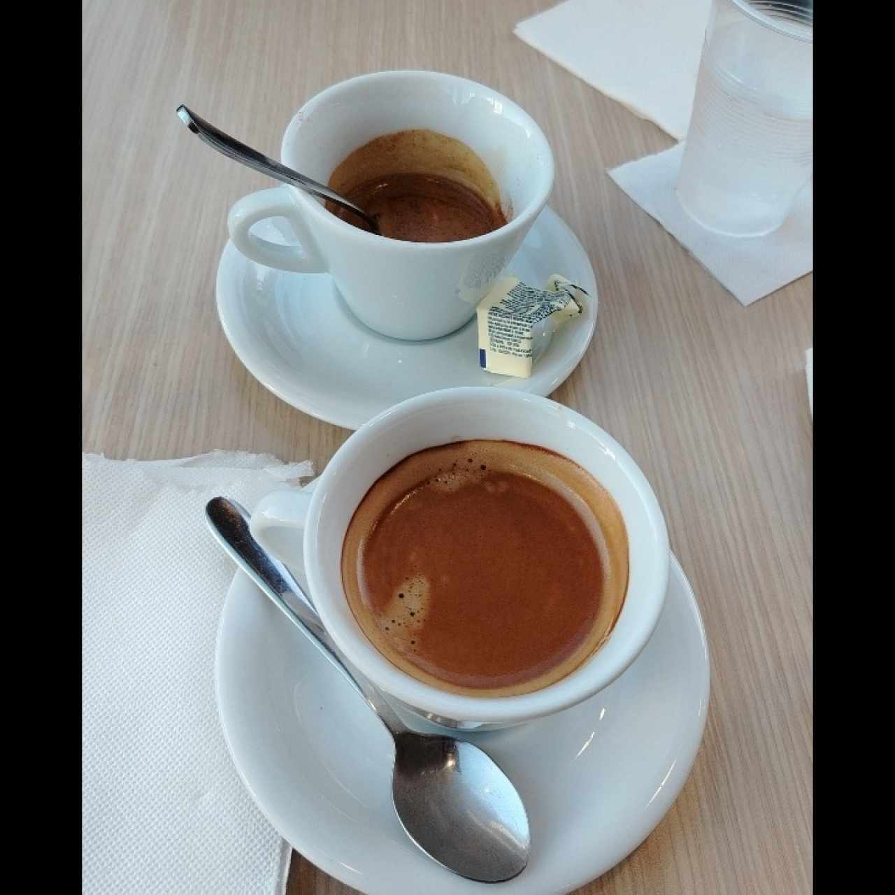Café expreso doble y expreso sencillo 