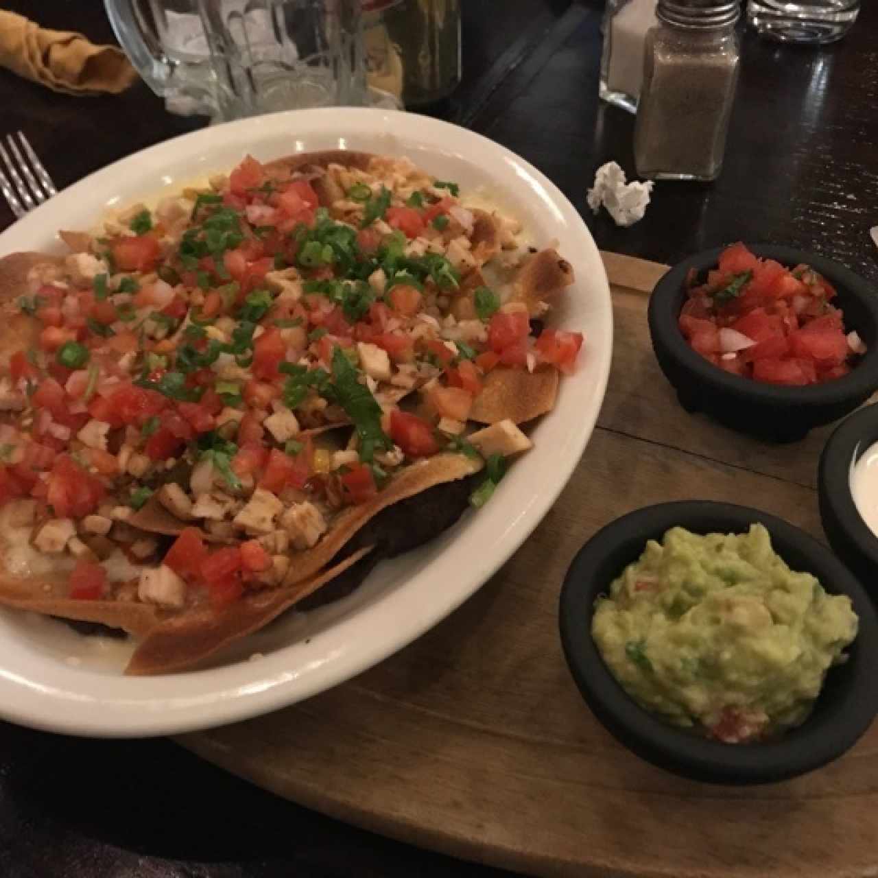 nachos 3 quesos de pollo