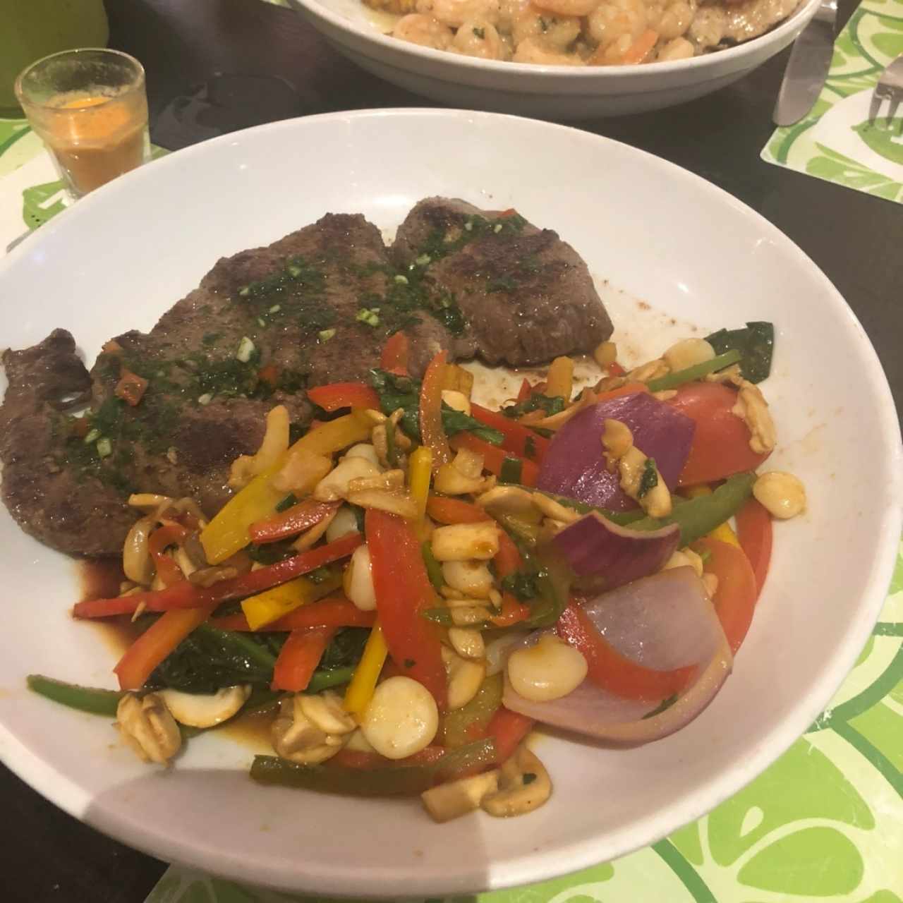 churrasco con vegetales 