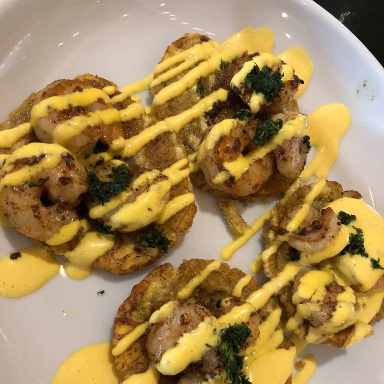 patacones con camarones