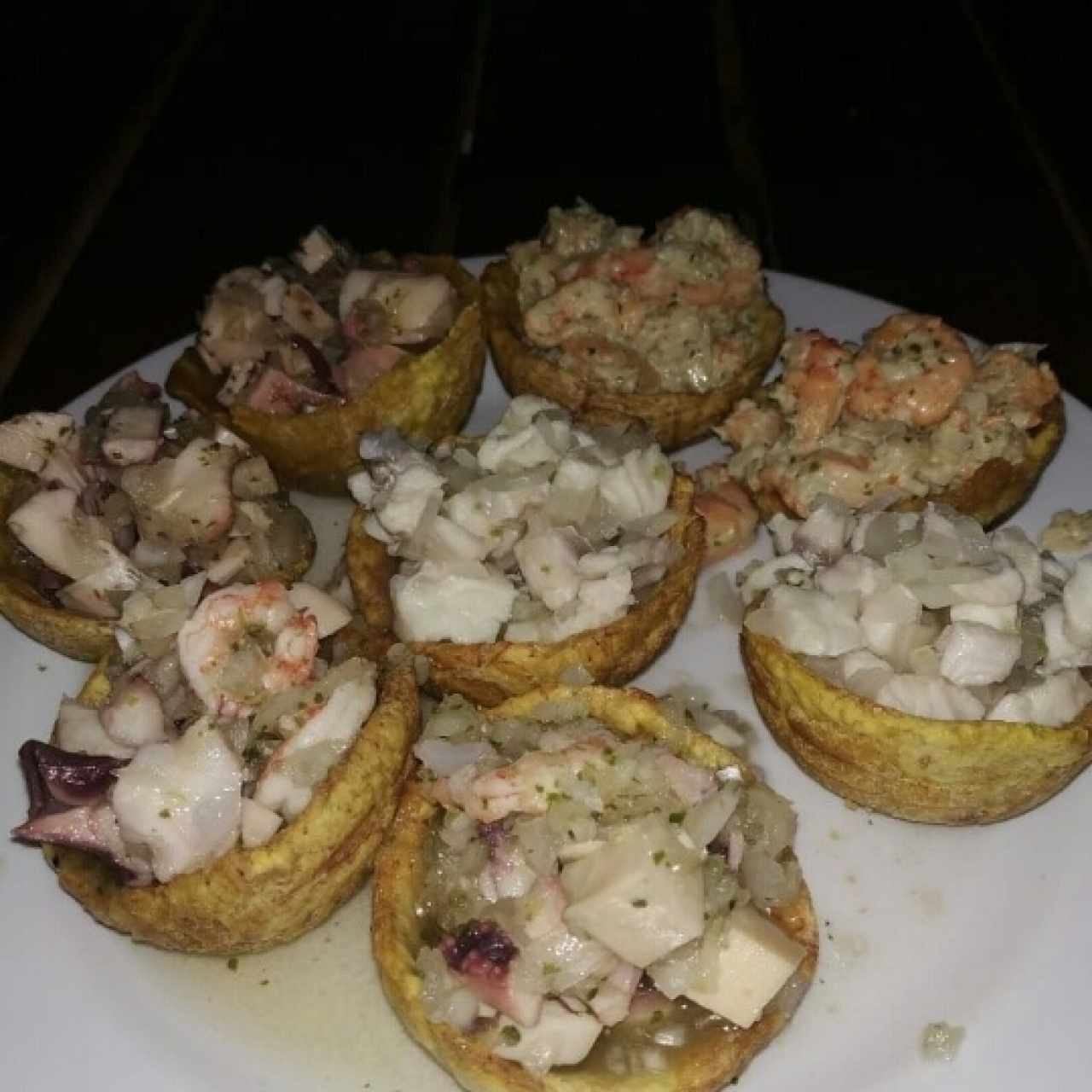 Canastita de Patacones con Ceviche