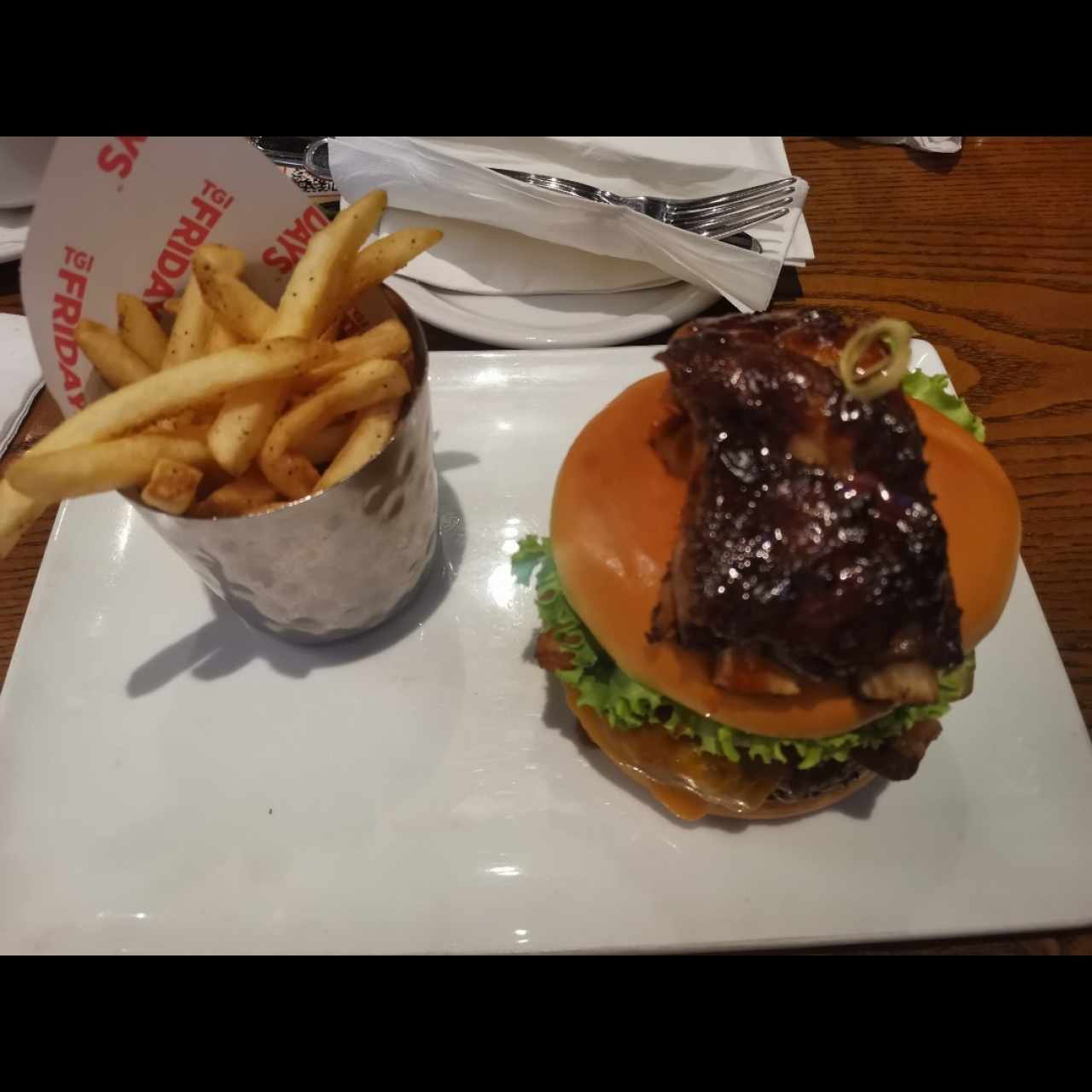 FRIDAYS SIGNATURE WHISKEY-GLAZED BURGER
