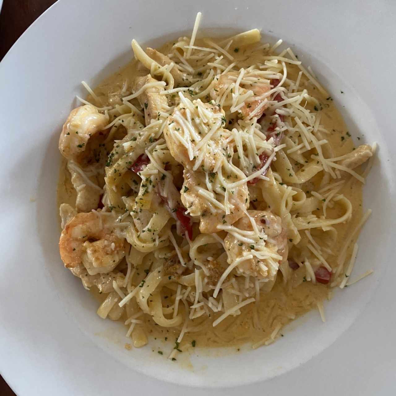Pasta con camarones