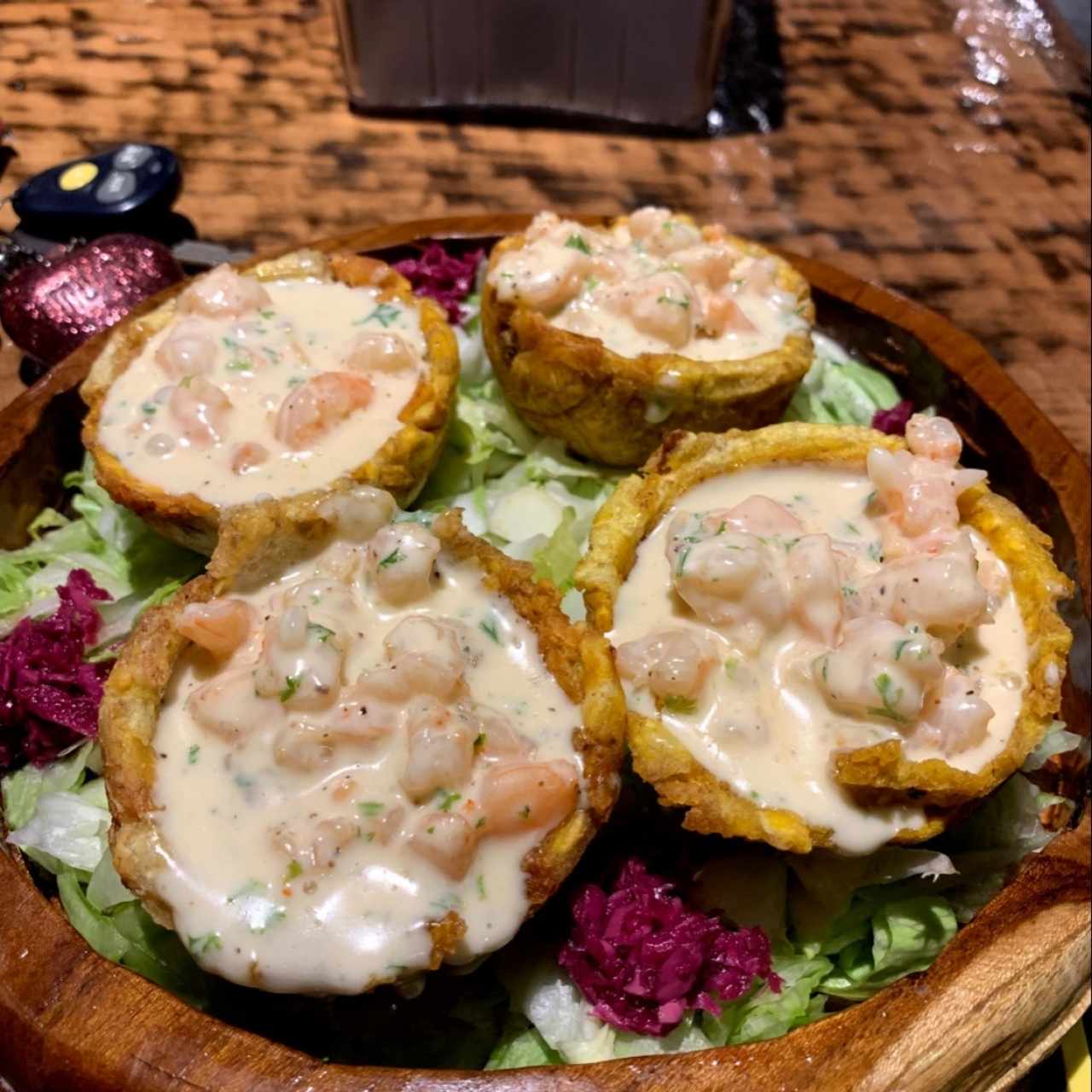 Patacón Relleno de Camarones