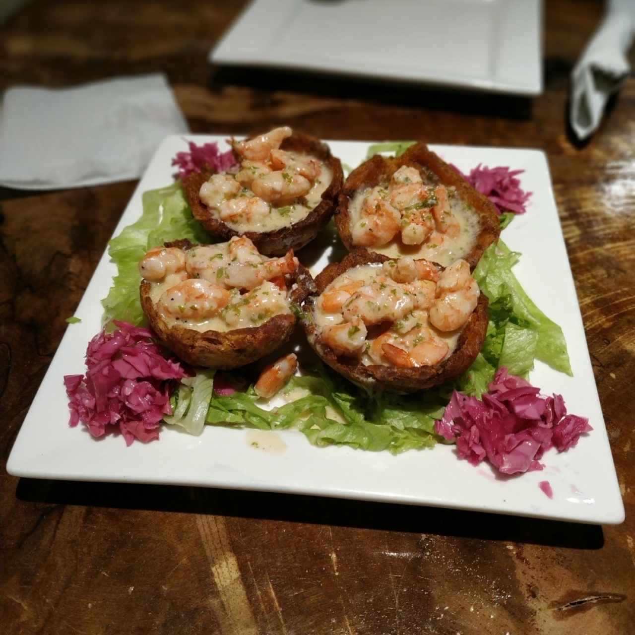 patacones rellenó de camarones