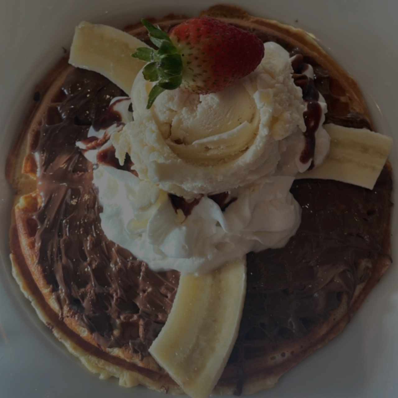 Waffle de nutella con banano