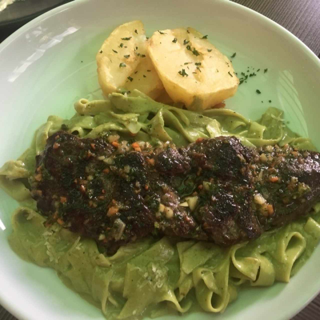 Fetuccini en salsa verde 