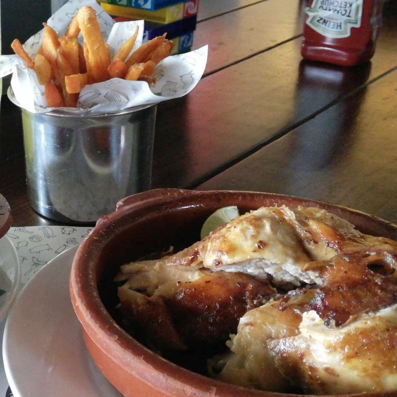 Pollo asado con camote frito😋
