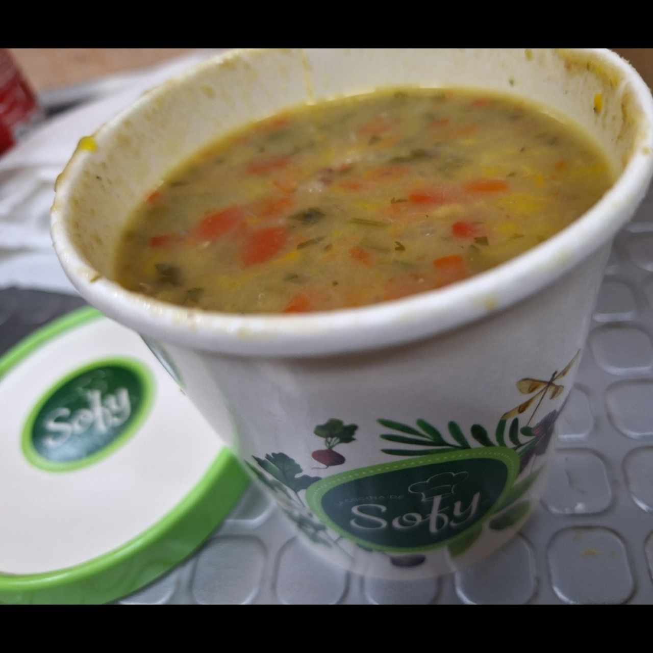 sopa de lentejas con platano pinton y tasajo