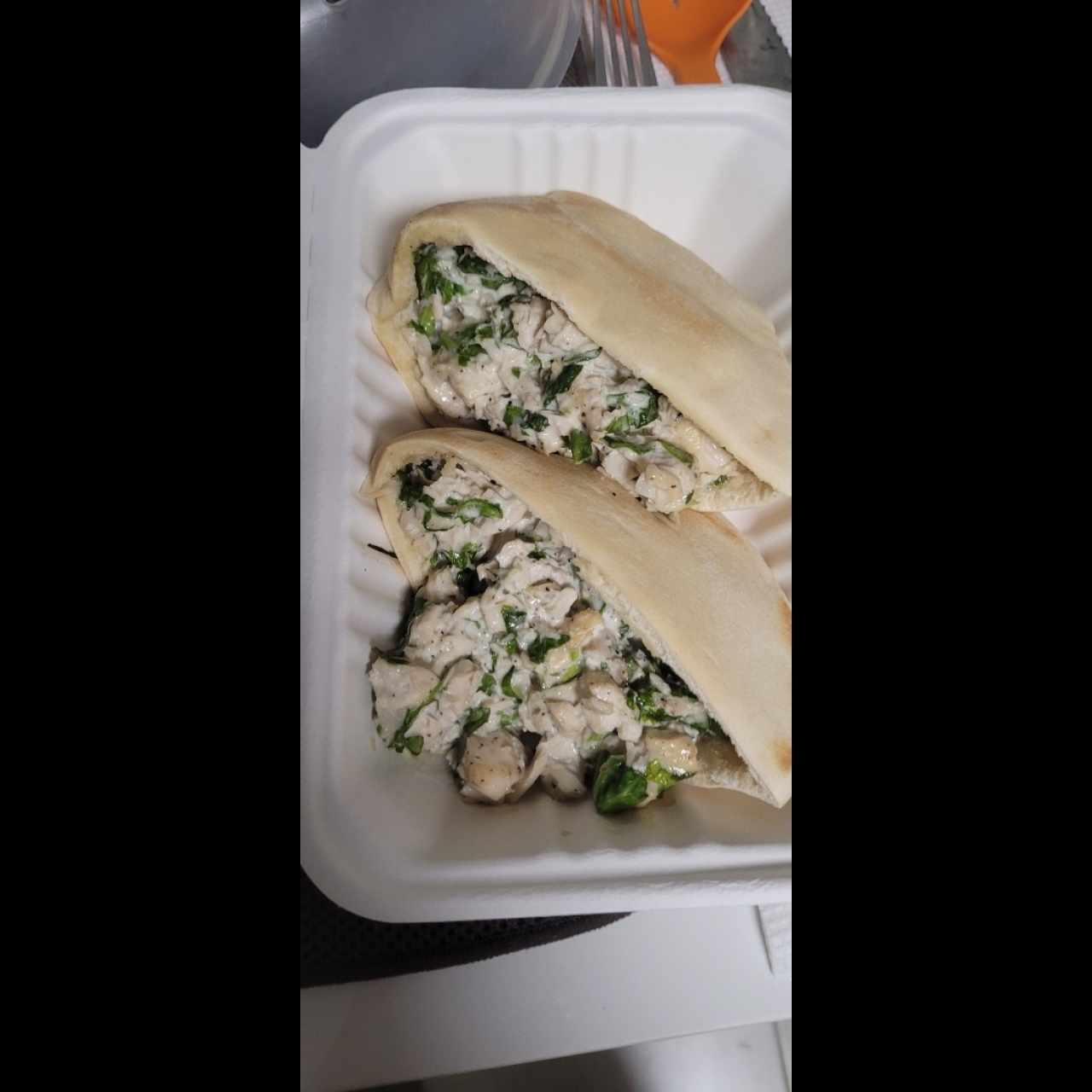 Pita chicken Salad/ Papas Fritas