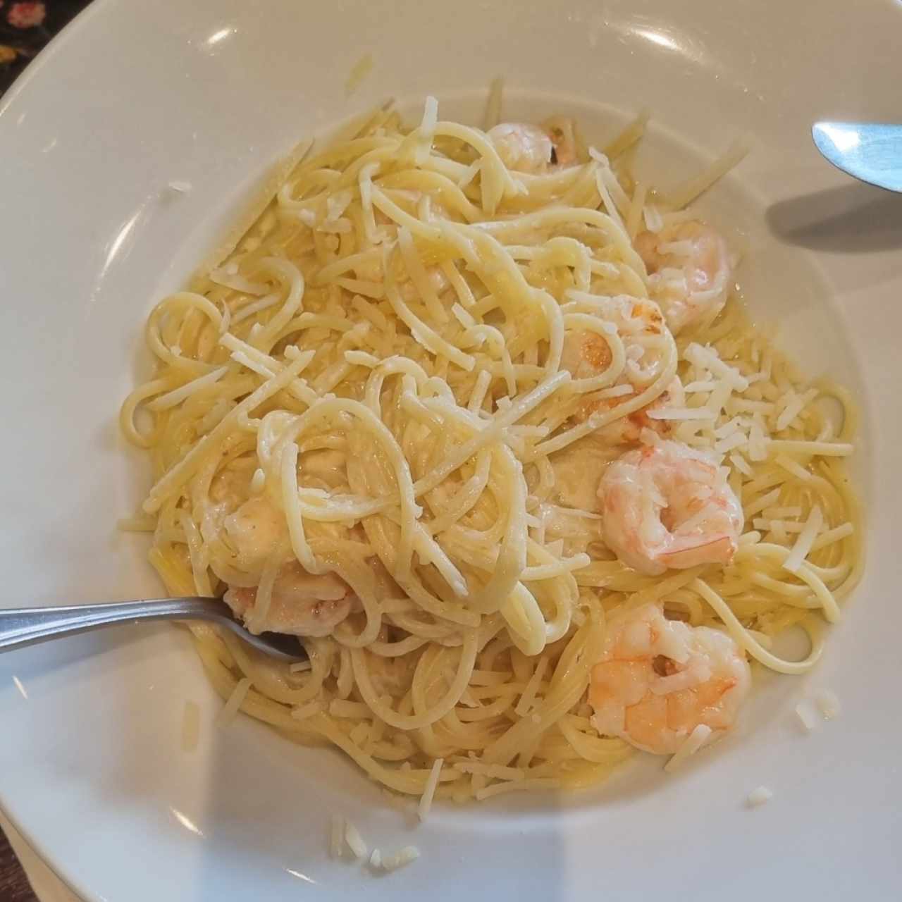 spaguetti con camarones