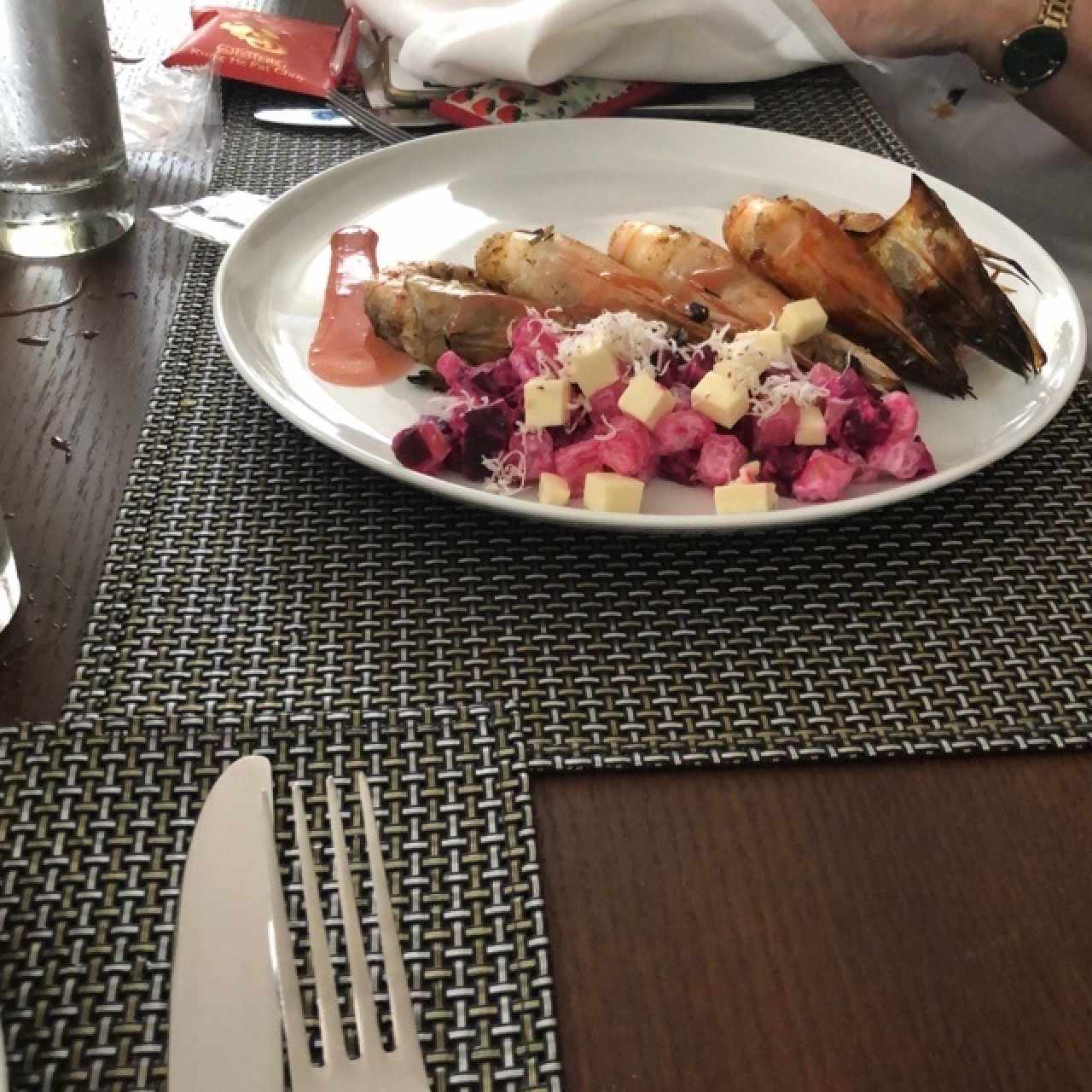 langostinos con ensalada de toldo !