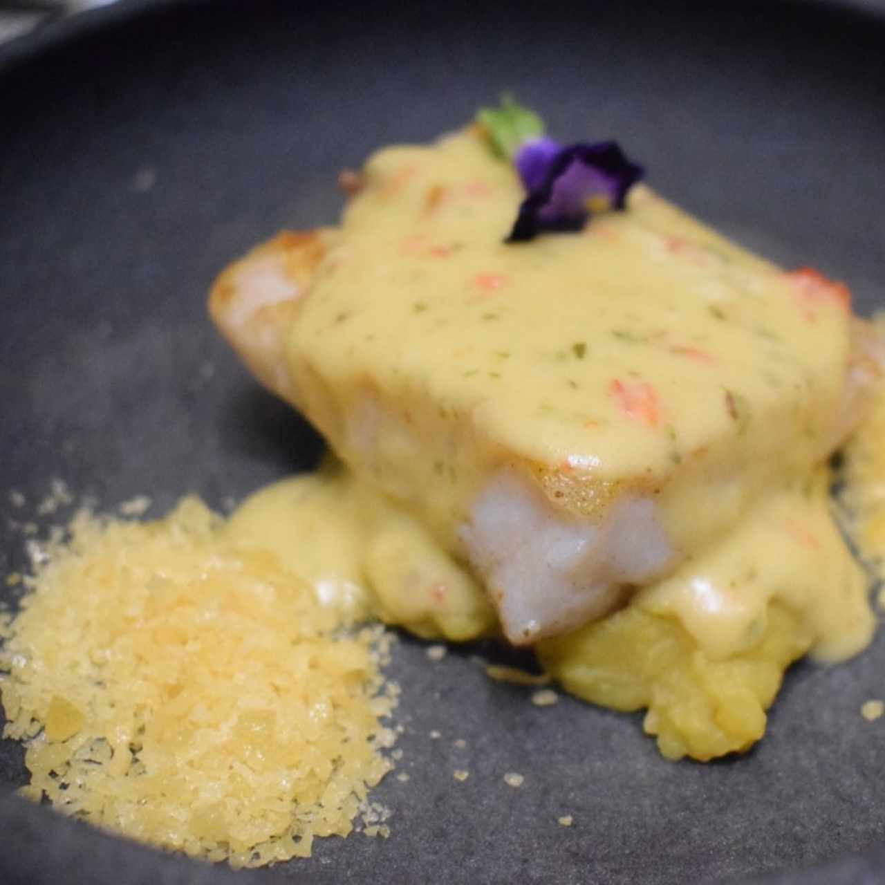 Corvina en salsa cremosa de Ajo