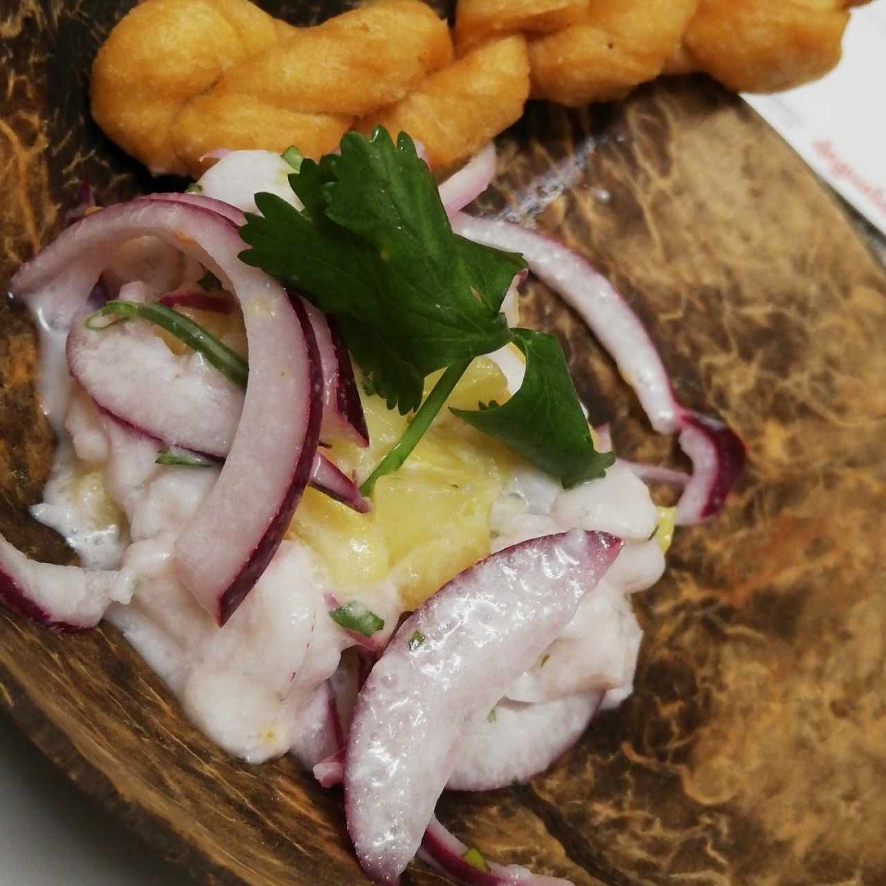 Ceviche de piña y coco