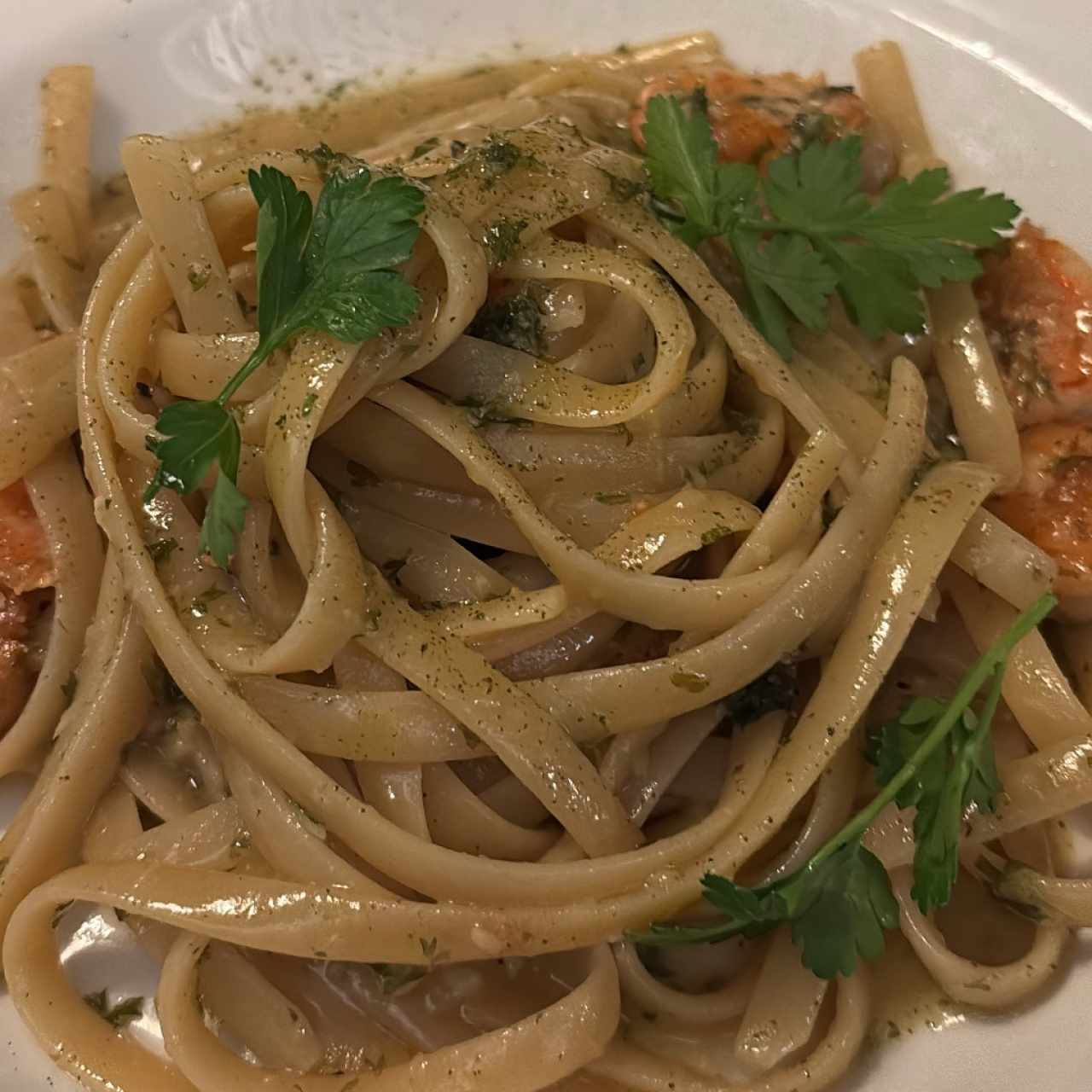Fetuccini Aglio, Olio E Gamberetti