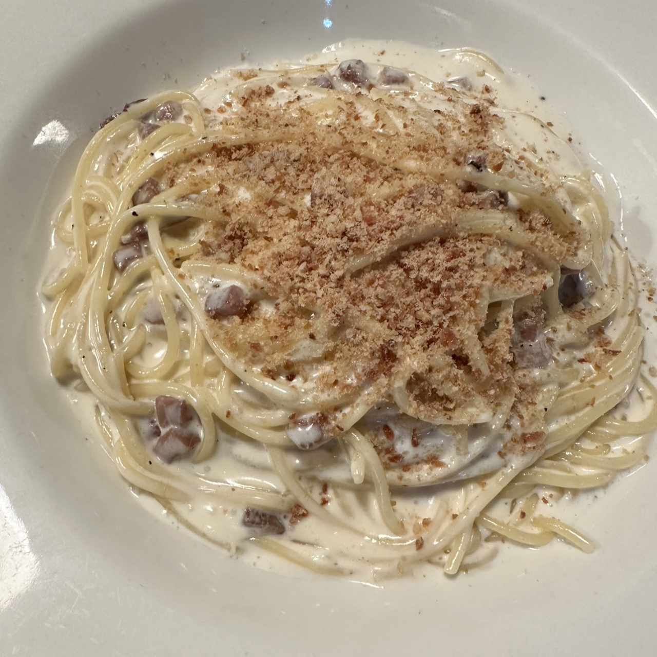 Spaghetti Alfredo e Prosciutto