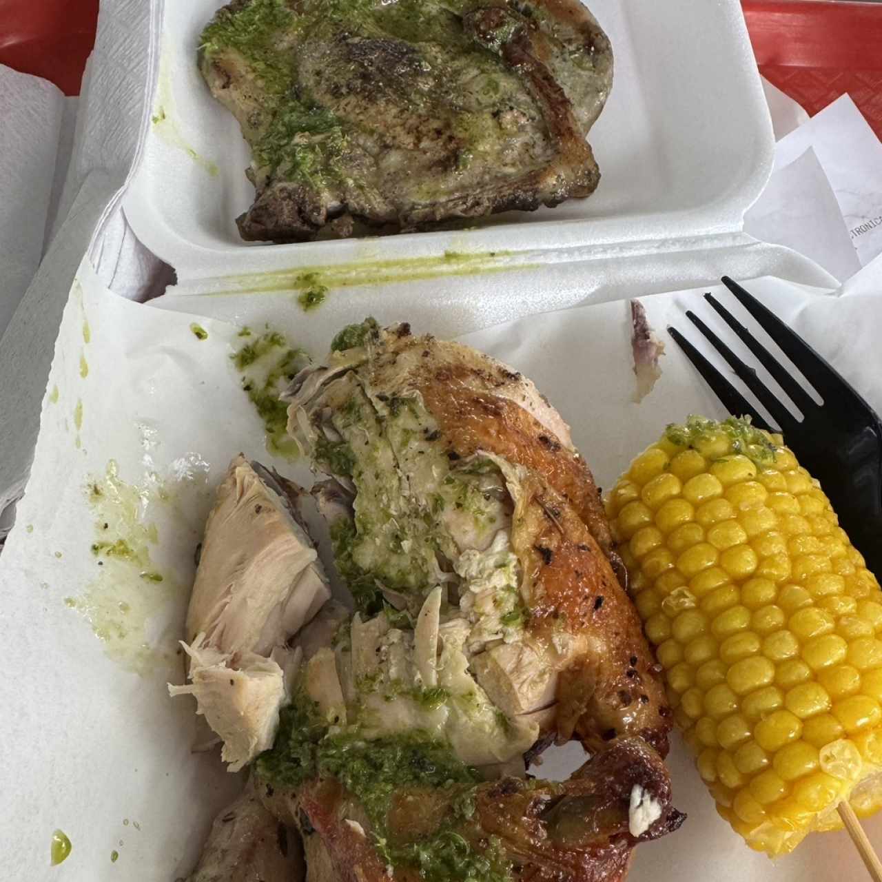 Combo 8 - 1/4 de pollo asado + chuleta + acompañamiento + Matagoma 16 oz