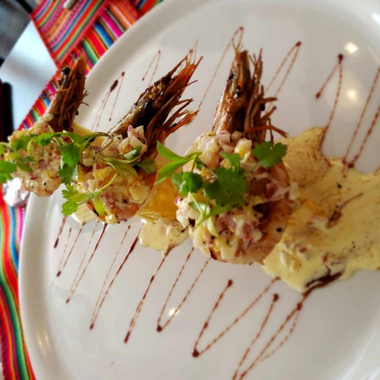langostinos con vinagreta de piña