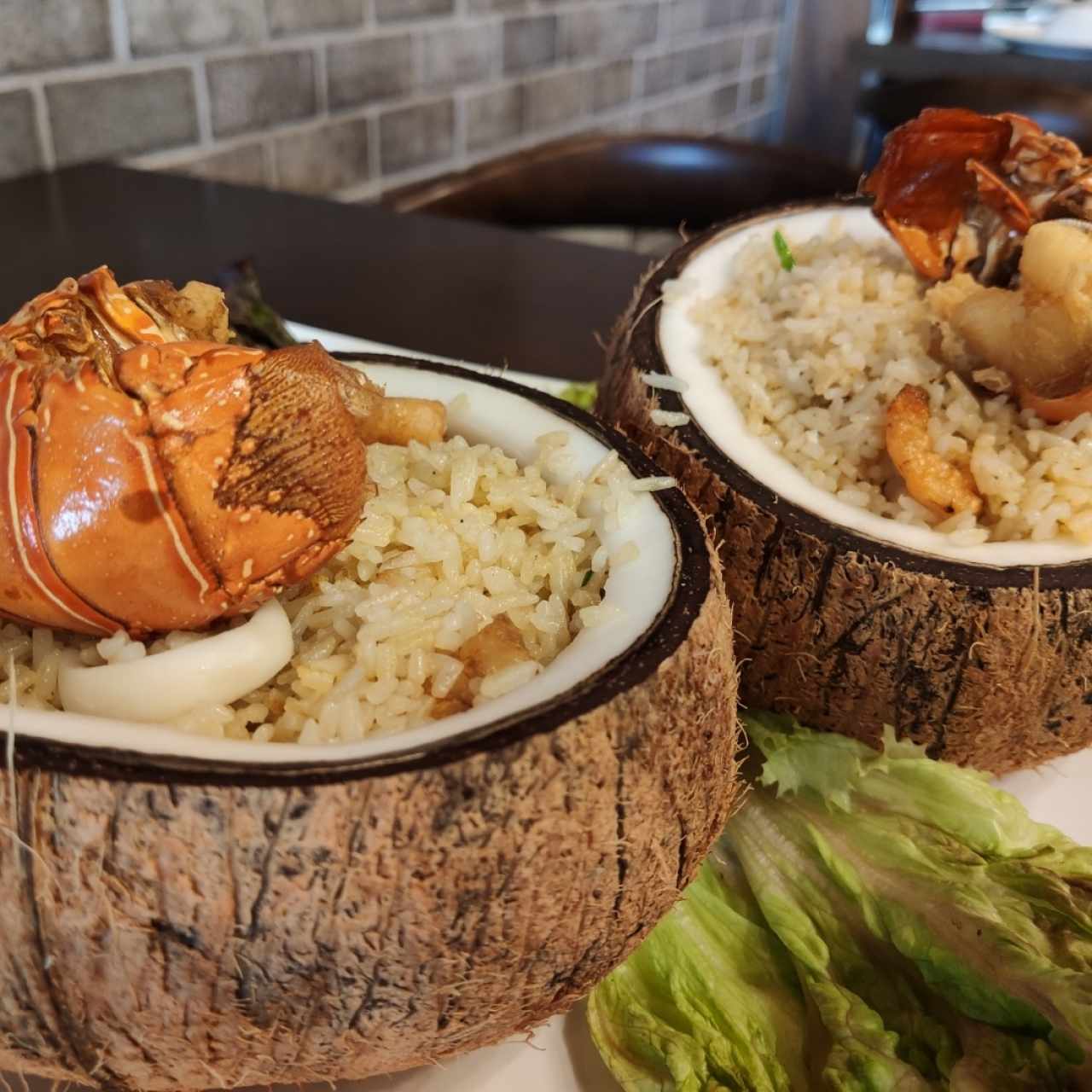Arroz con coco y marisco