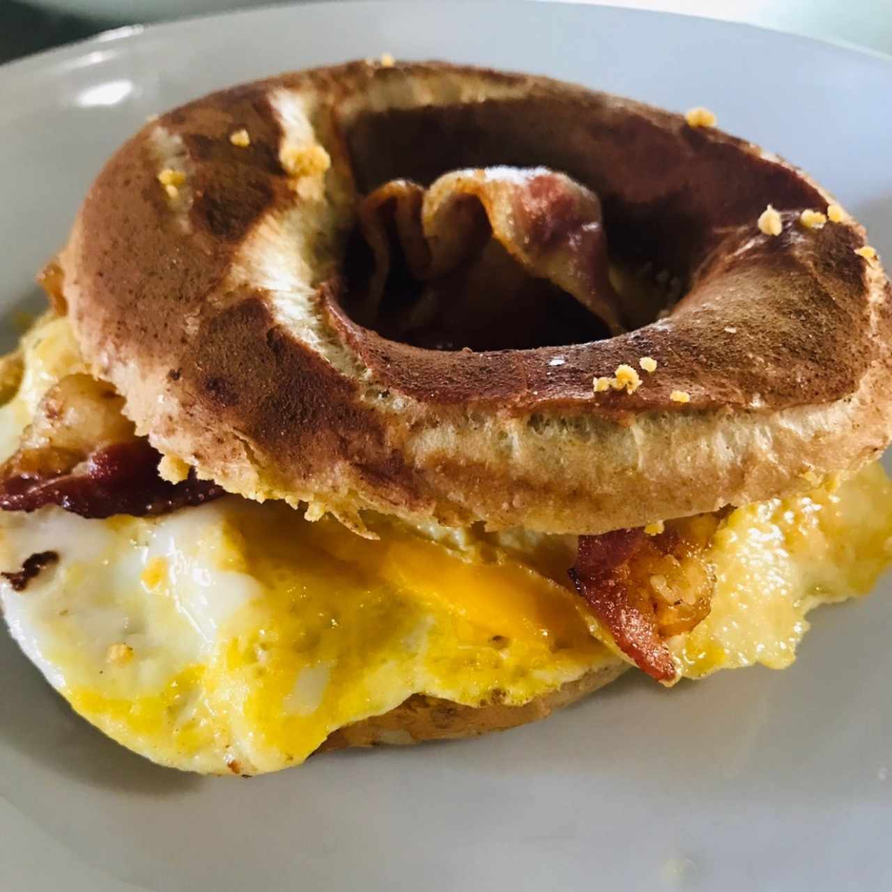French toast bagel sandwich 