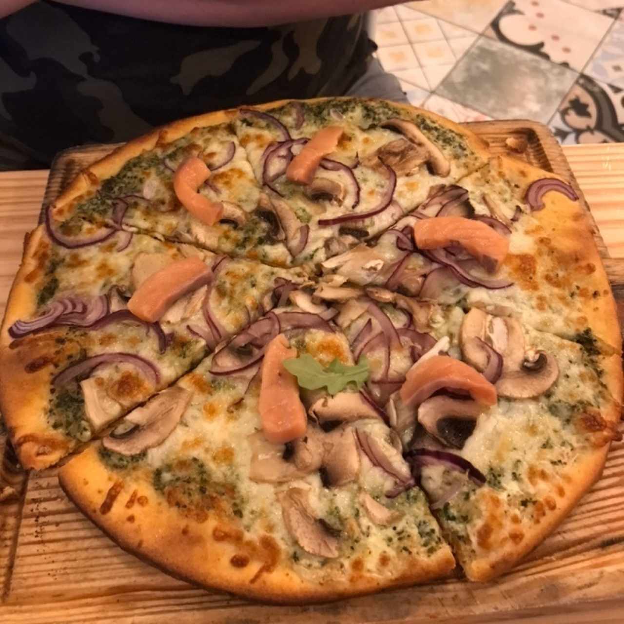 pizza con salmon