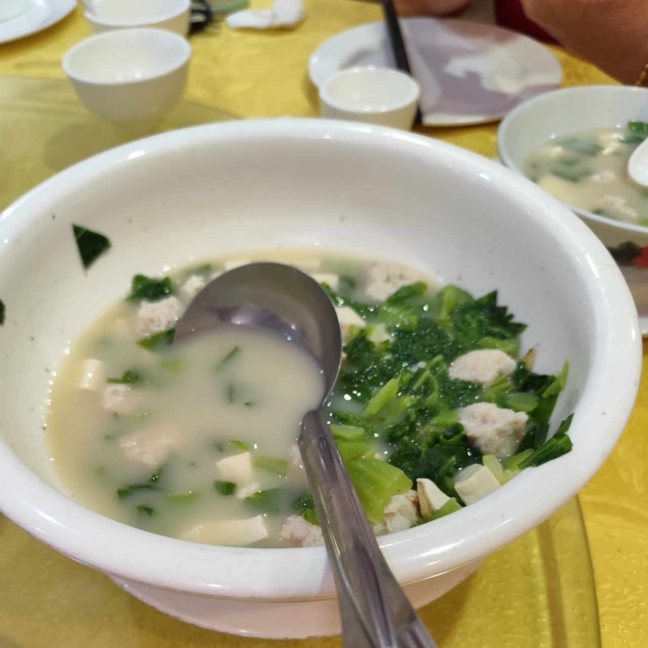 Sopa de Cebollita de Pescado con Tofu