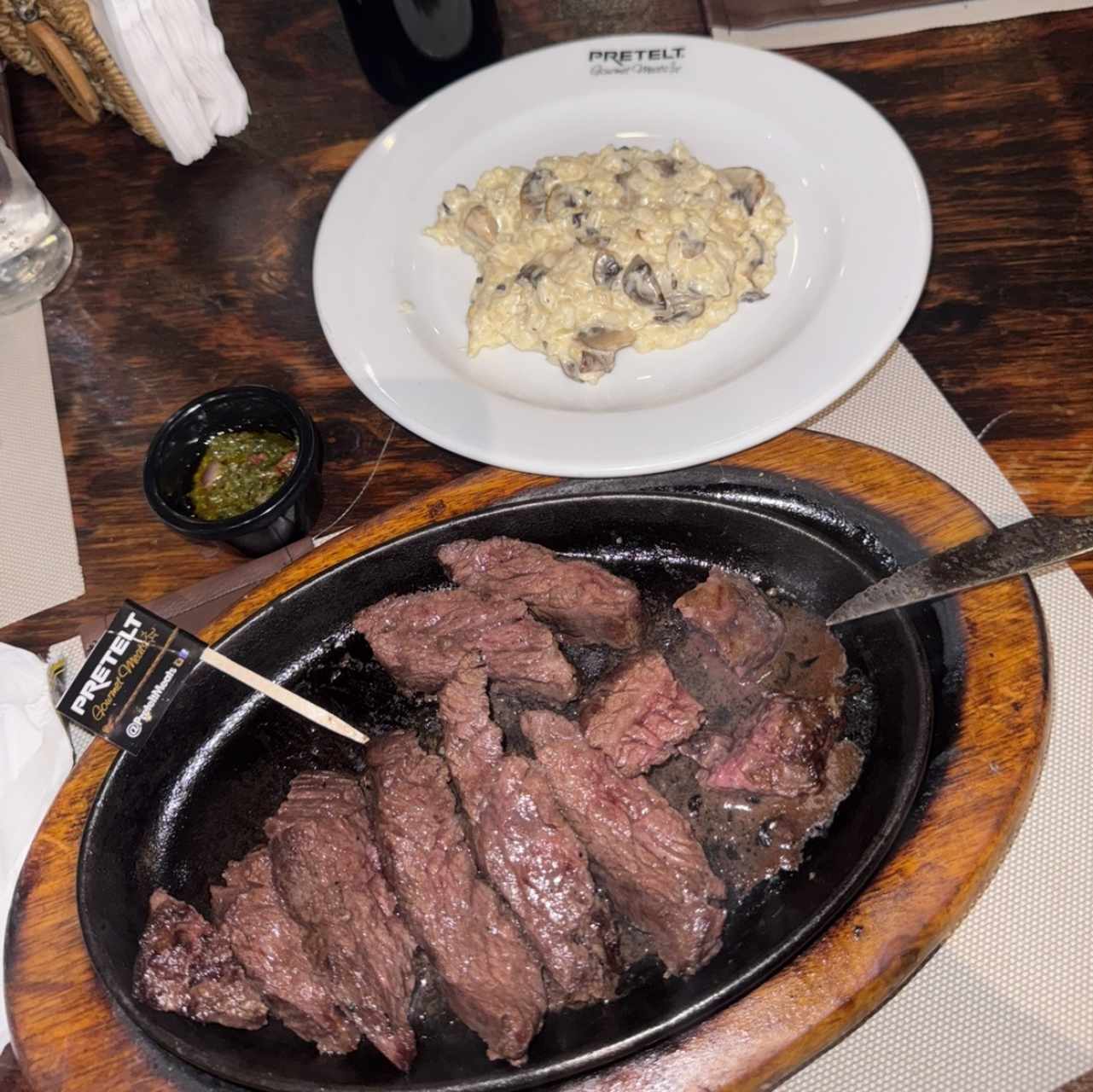 Entraña con risotto