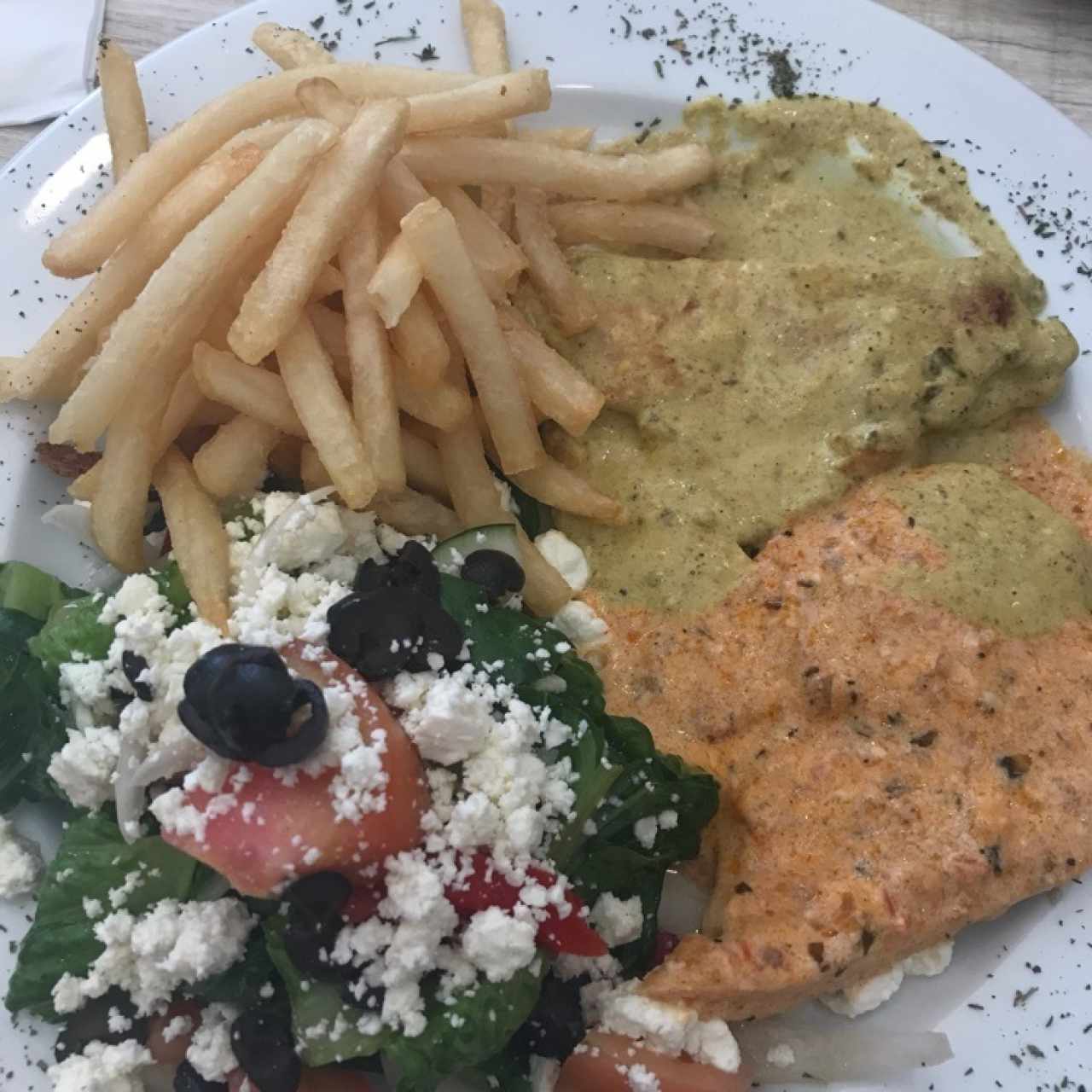 Pollo en dos salsas (Dijon y salsa de hongos)