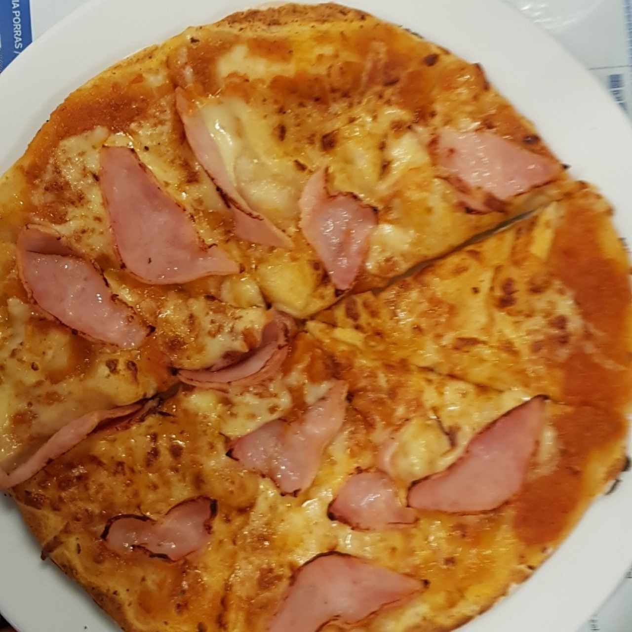 Pizza de jamón, preparada por mini-chef ad-hoc
