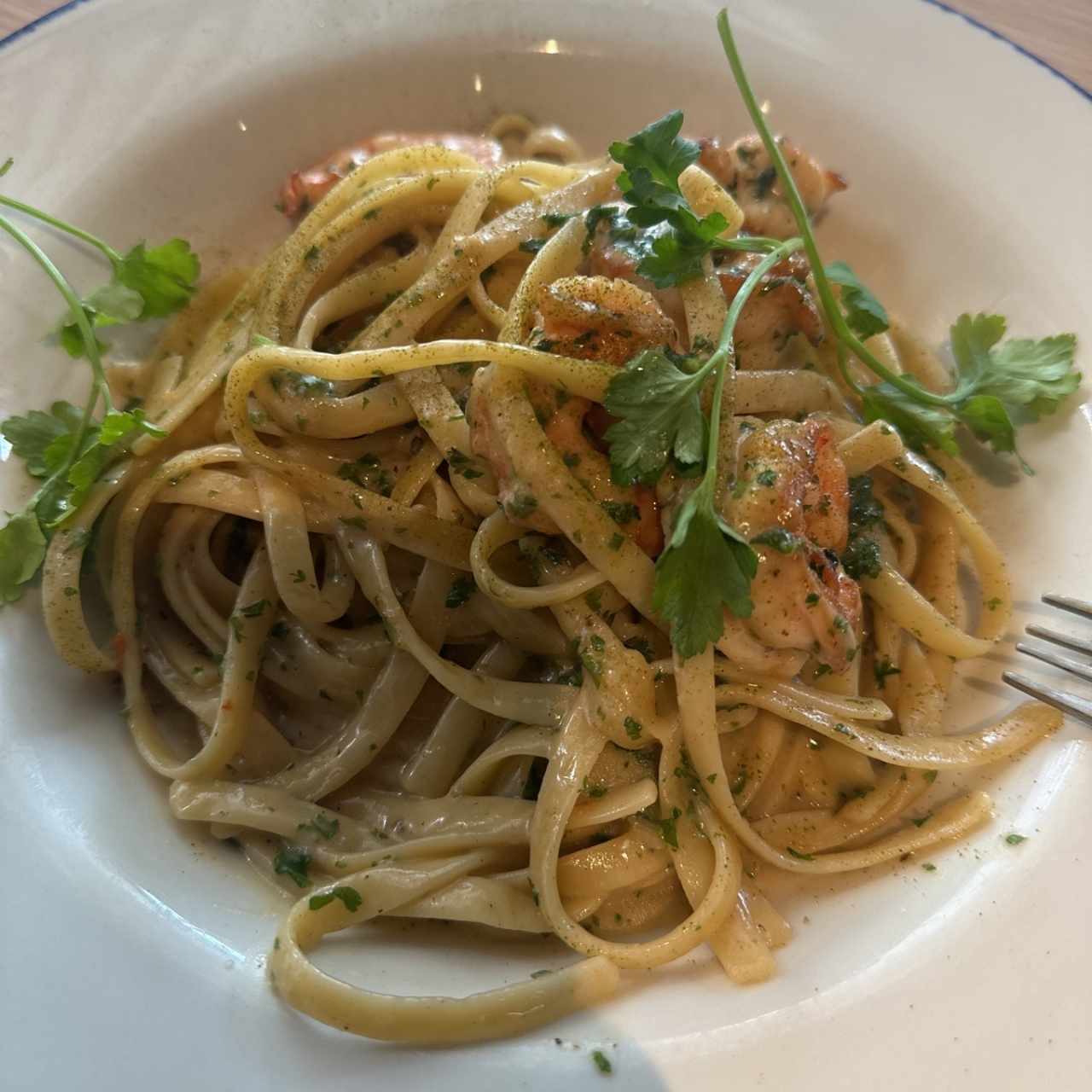 Fetuccini Aglio, Olio E Gamberetti