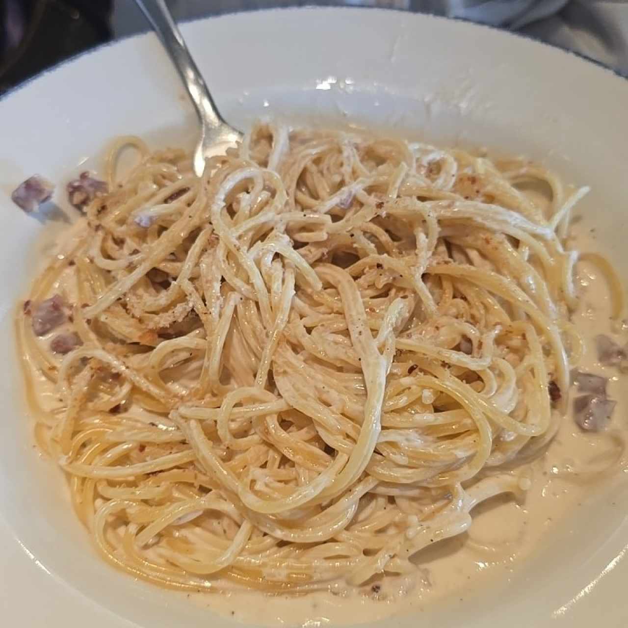 Spaghetti Alfredo e Prosciutto