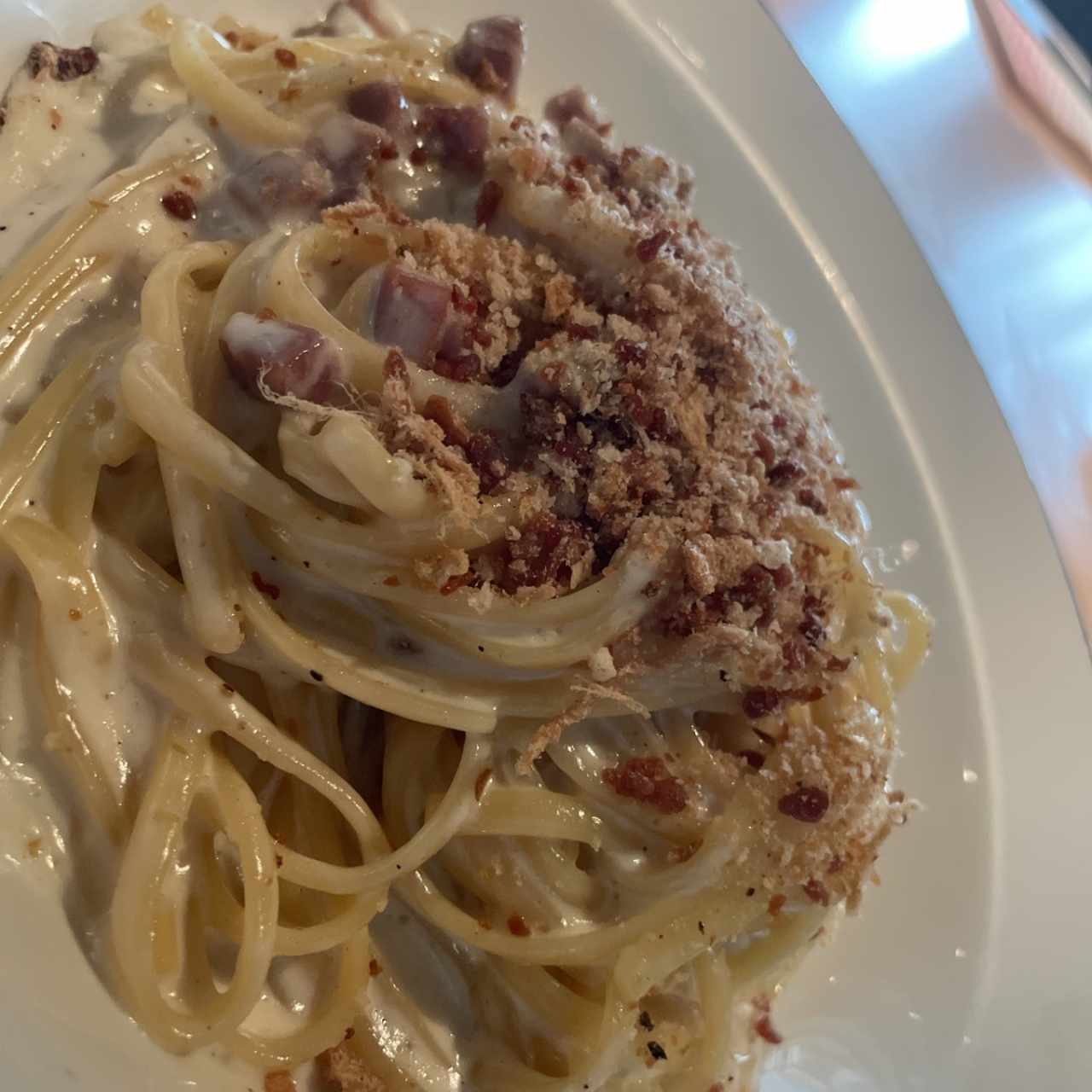 Spaghetti Alfredo e Prosciutto